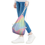 Pastel Holographic Print Drawstring Bag
