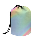 Pastel Holographic Print Drawstring Makeup Bag
