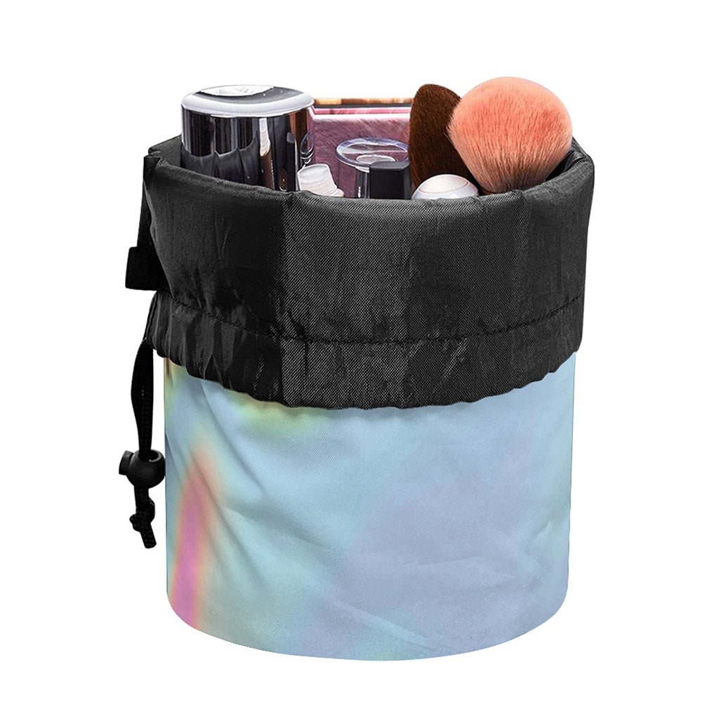 Pastel Holographic Print Drawstring Makeup Bag