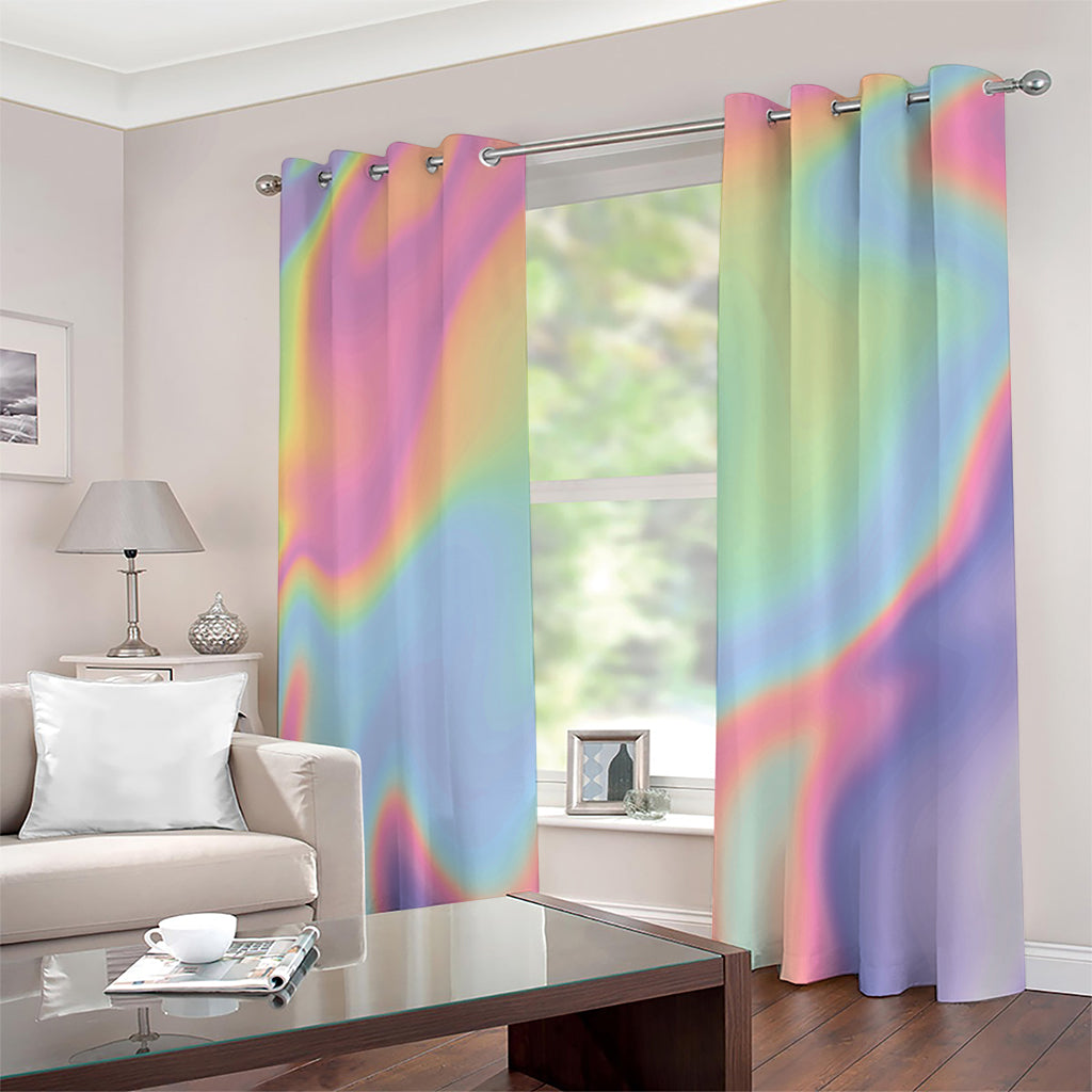 Pastel Holographic Print Extra Wide Grommet Curtains