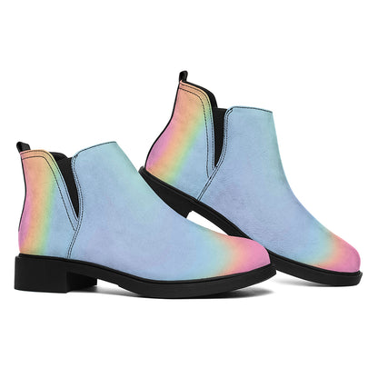 Pastel Holographic Print Flat Ankle Boots
