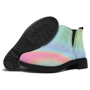 Pastel Holographic Print Flat Ankle Boots