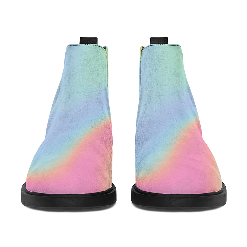 Pastel Holographic Print Flat Ankle Boots