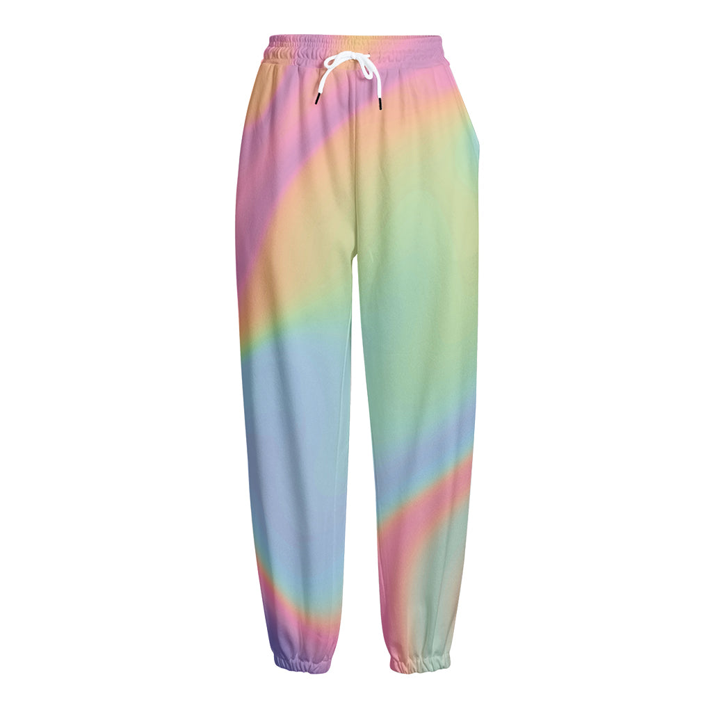 Pastel Holographic Print Fleece Lined Knit Pants