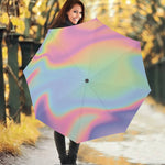 Pastel Holographic Print Foldable Umbrella