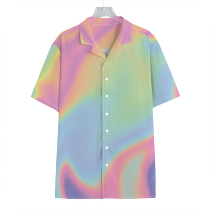 Pastel Holographic Print Hawaiian Shirt