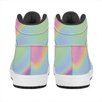 Pastel Holographic Print High Top Leather Sneakers
