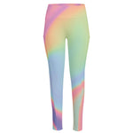 Pastel Holographic Print High-Waisted Pocket Leggings