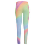 Pastel Holographic Print High-Waisted Pocket Leggings