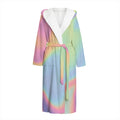 Pastel Holographic Print Hooded Bathrobe