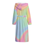 Pastel Holographic Print Hooded Bathrobe