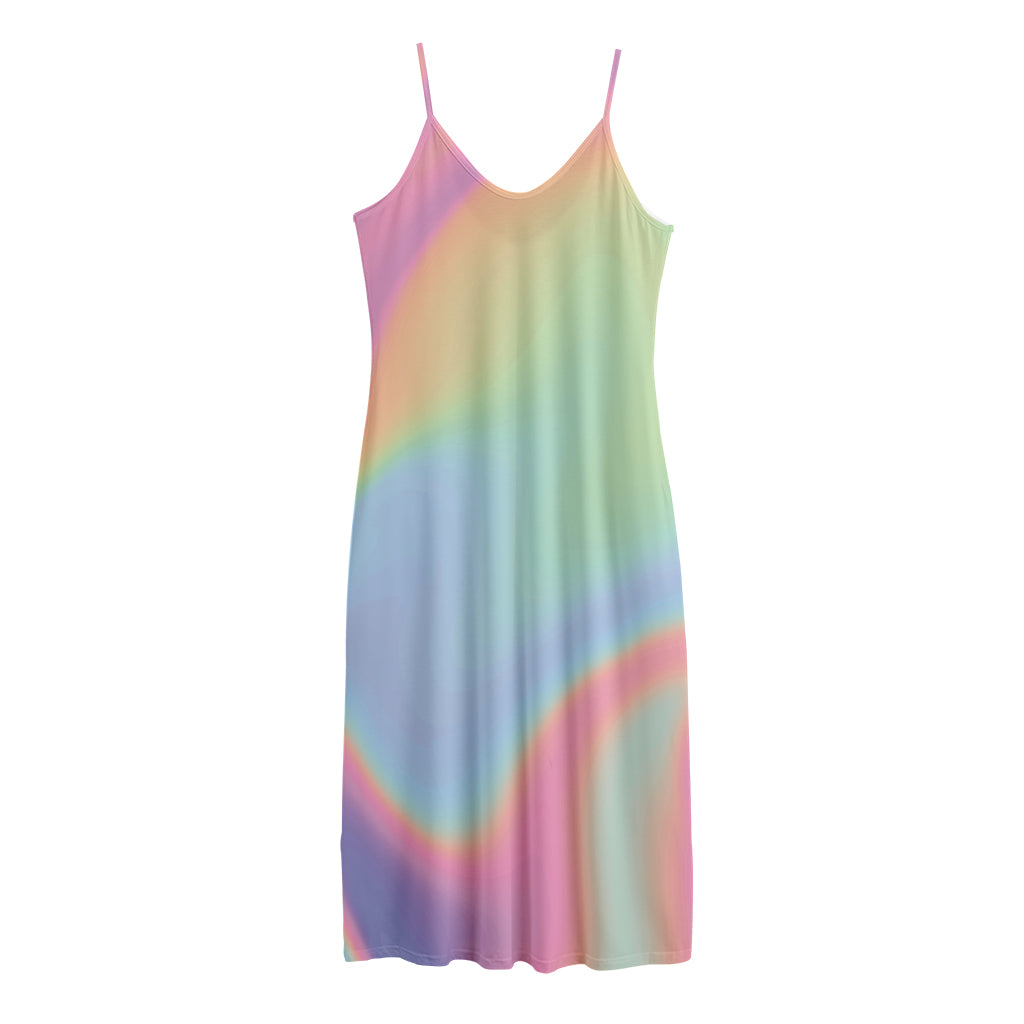 Pastel Holographic Print Jersey Midi Cami Dress