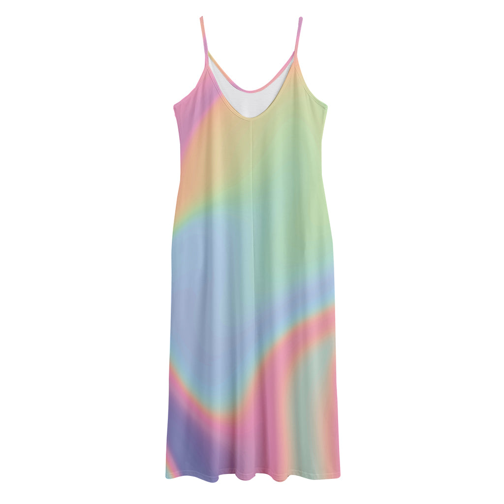 Pastel Holographic Print Jersey Midi Cami Dress