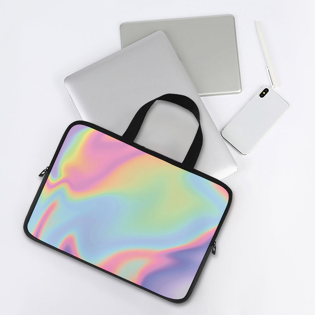 Pastel Holographic Print Laptop Sleeve With Handle