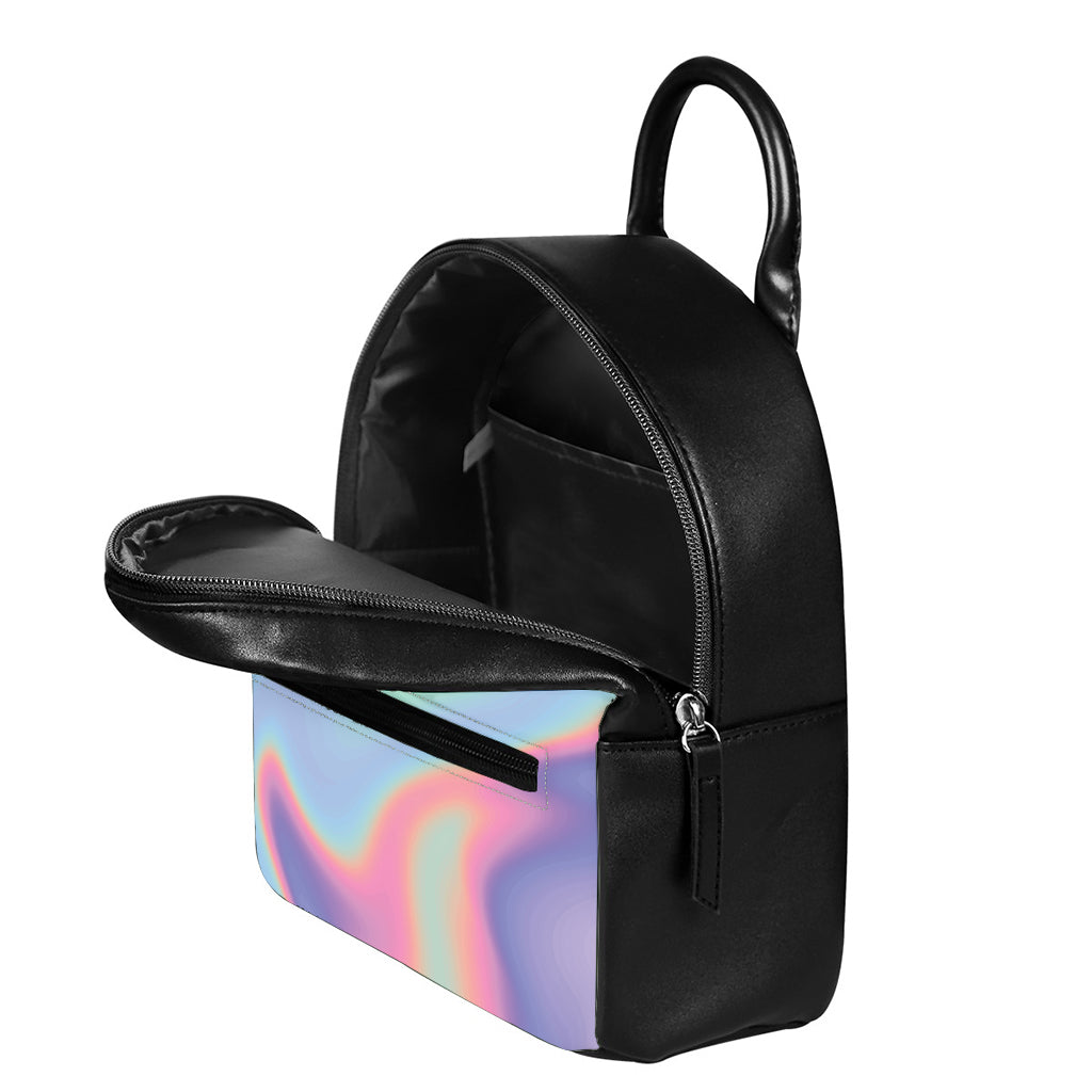 Pastel Holographic Print Leather Backpack