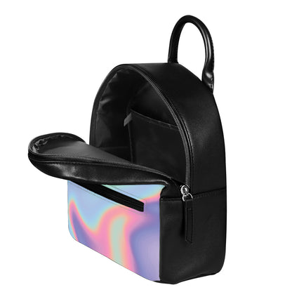 Pastel Holographic Print Leather Backpack