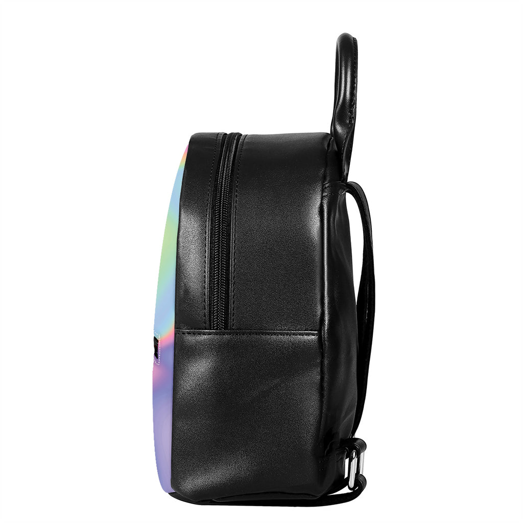 Pastel Holographic Print Leather Backpack