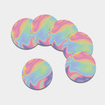 Pastel Holographic Print Leather Coaster Set