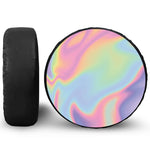 Pastel Holographic Print Leather Spare Tire Cover