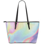 Pastel Holographic Print Leather Tote Bag