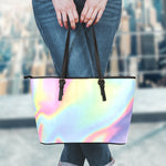 Pastel Holographic Print Leather Tote Bag