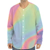 Pastel Holographic Print Long Sleeve Baseball Jersey