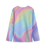 Pastel Holographic Print Long Sleeve Short Coat