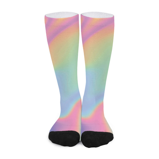 Pastel Holographic Print Long Socks