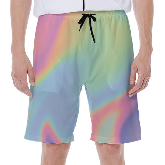 Pastel Holographic Print Men's Beach Shorts