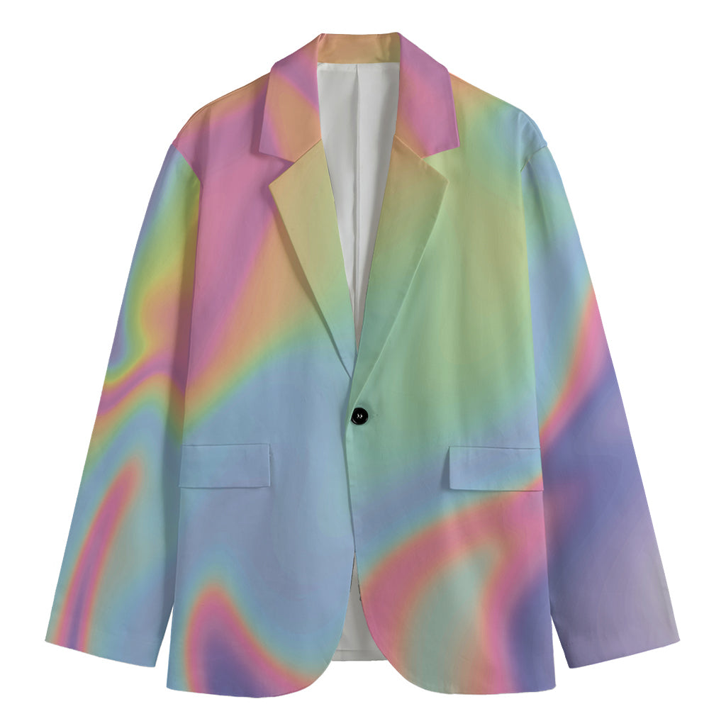 Pastel Holographic Print Men's Blazer