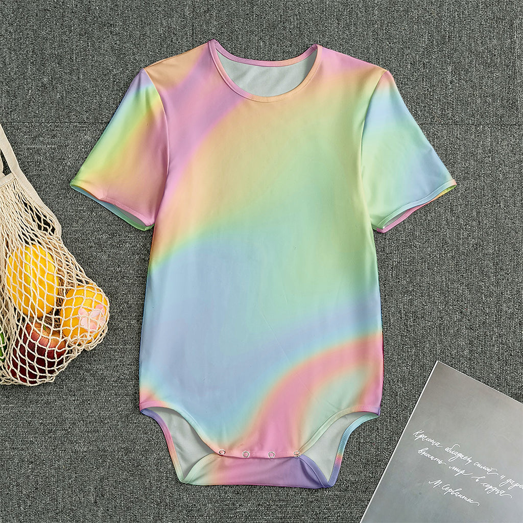 Pastel Holographic Print Men's Bodysuit