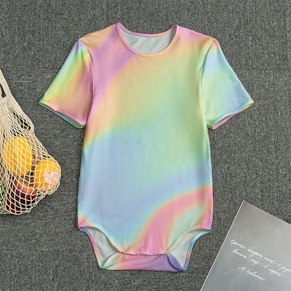 Pastel Holographic Print Men's Bodysuit