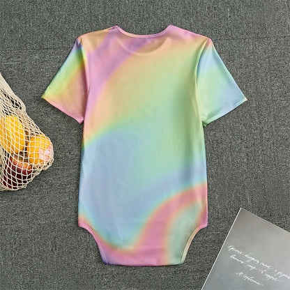 Pastel Holographic Print Men's Bodysuit