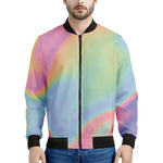 Pastel Holographic Print Men's Bomber Jacket