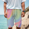 Pastel Holographic Print Men's Cargo Shorts