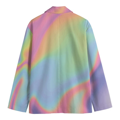 Pastel Holographic Print Men's Cotton Blazer