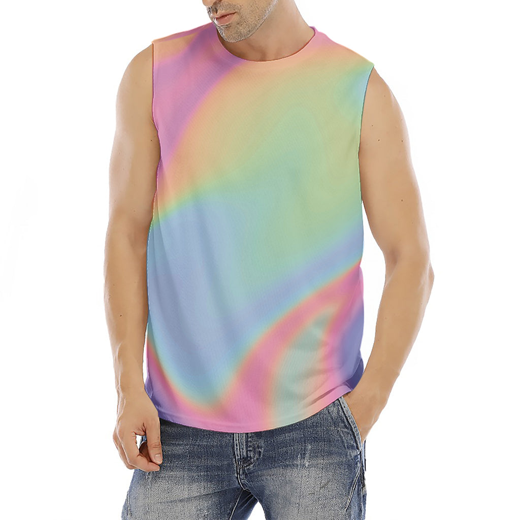 Pastel Holographic Print Men's Fitness Tank Top