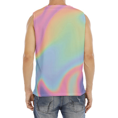 Pastel Holographic Print Men's Fitness Tank Top