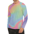 Pastel Holographic Print Men's Long Sleeve Rash Guard