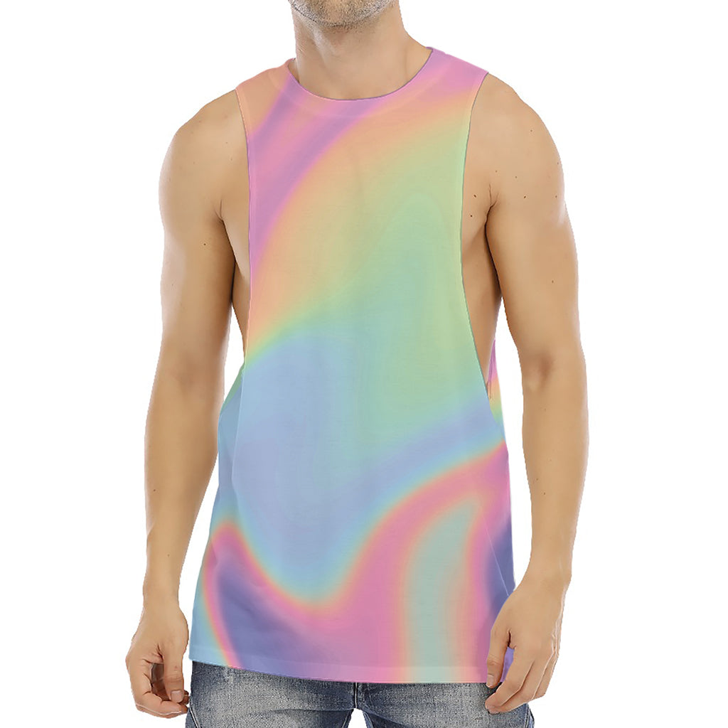 Pastel Holographic Print Men's Muscle Tank Top