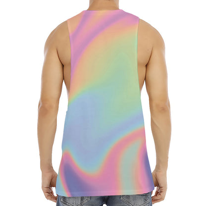Pastel Holographic Print Men's Muscle Tank Top