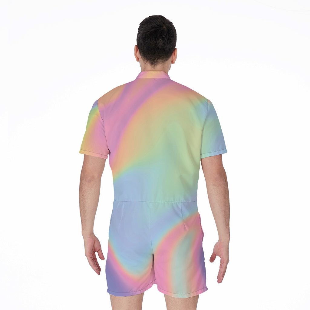 Pastel Holographic Print Men's Rompers