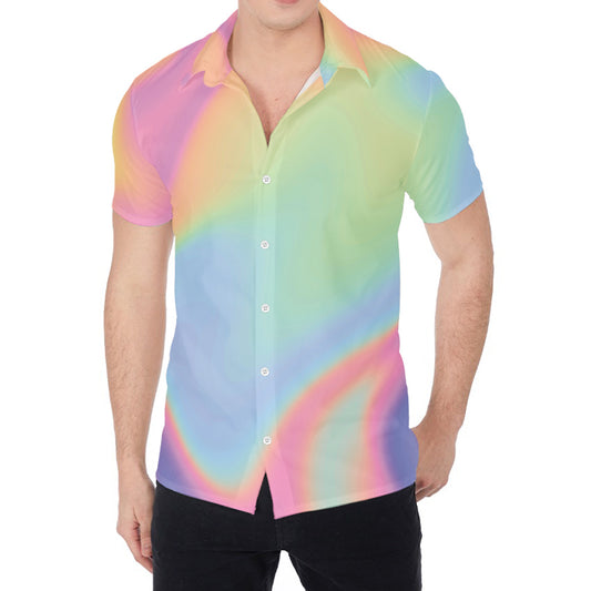 Pastel Holographic Print Men's Shirt