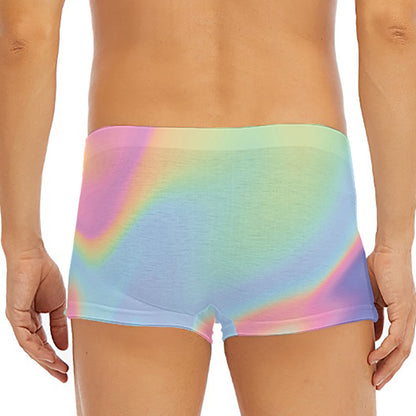 Pastel Holographic Print Men's Short Boxer Briefs