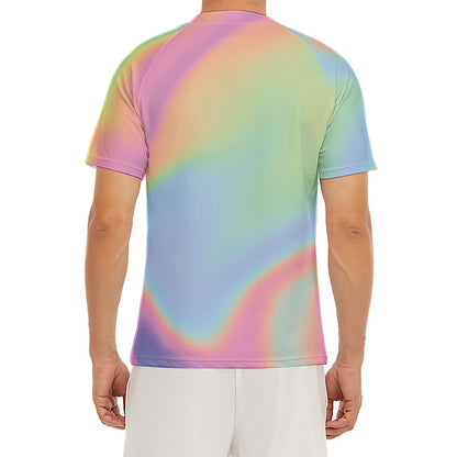 Pastel Holographic Print Men's Short Sleeve Rash Guard