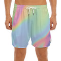 Pastel Holographic Print Men's Split Running Shorts