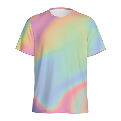 Pastel Holographic Print Men's Sports T-Shirt