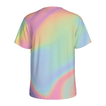 Pastel Holographic Print Men's Sports T-Shirt