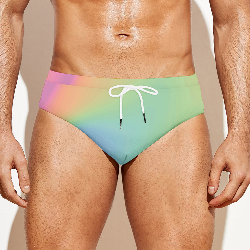 Pastel Holographic Print Men's Swim Briefs