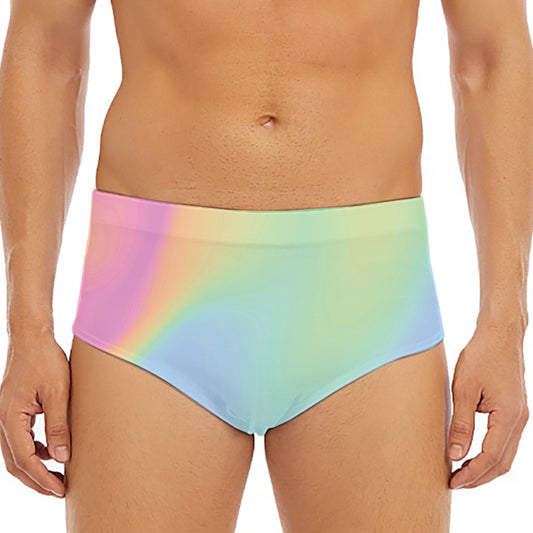 Pastel Holographic Print Men's Triangle Swim Briefs